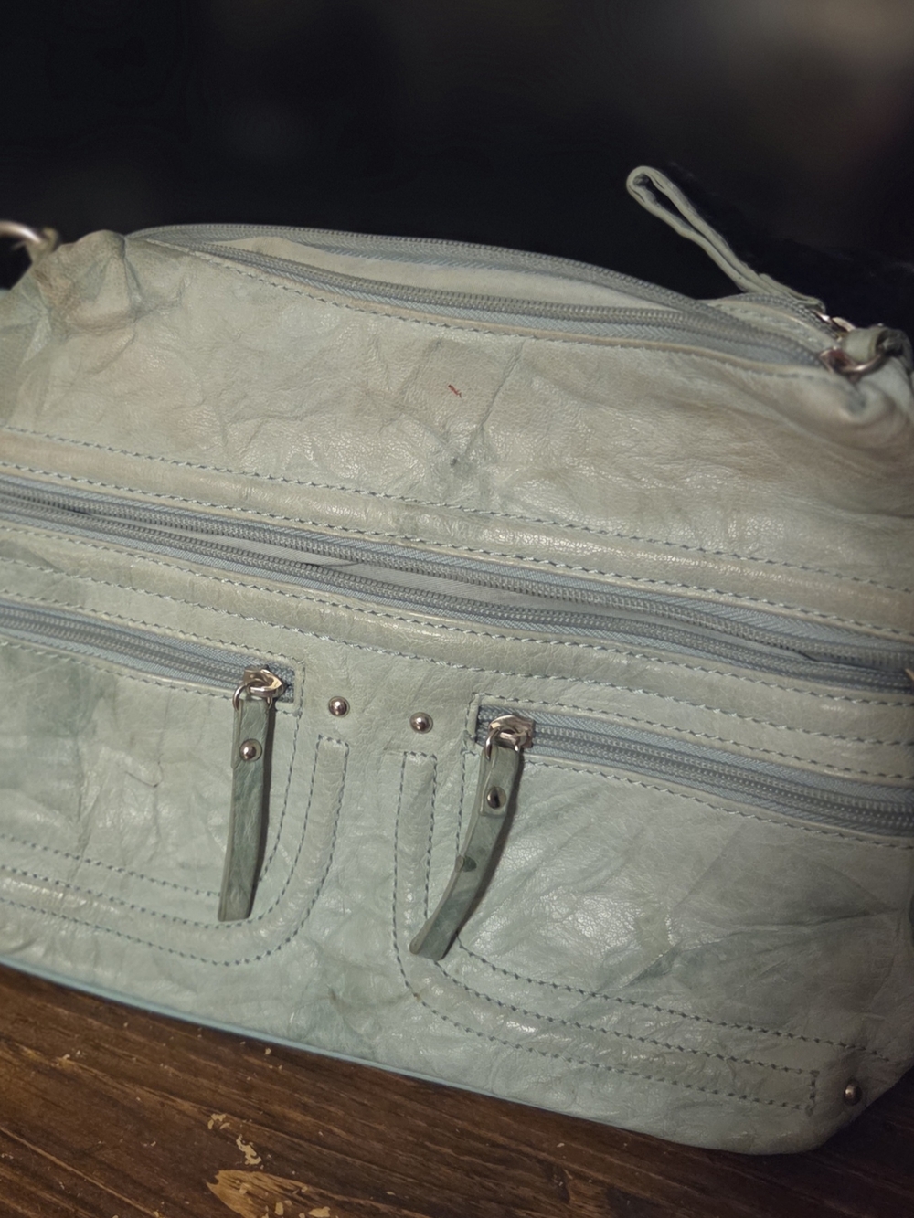 Light Mint Leather Crossbody Bag - Women's Shoulder Bag